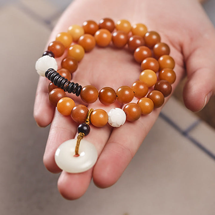 Braccialetto doppio giro Buddha Stones Cyan Bodhi Seed Lotus Jade Peace Buckle Wisdom