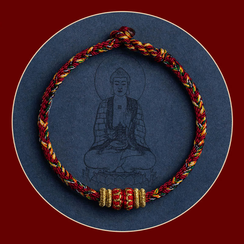 Buddha Stones Tibet Fatto a mano Zodiaco cinese Buddha natale Fortuna Forza Braccialetto di corda intrecciata