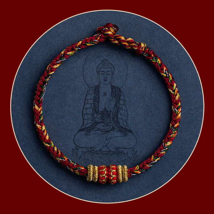 Buddha Stones Tibet Fatto a mano Zodiaco cinese Buddha natale Fortuna Forza Braccialetto di corda intrecciata