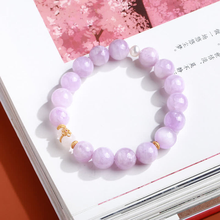 Braccialetto spirituale di crescita dell'amore con zucca di giada bianca di Hetian Kunzite
