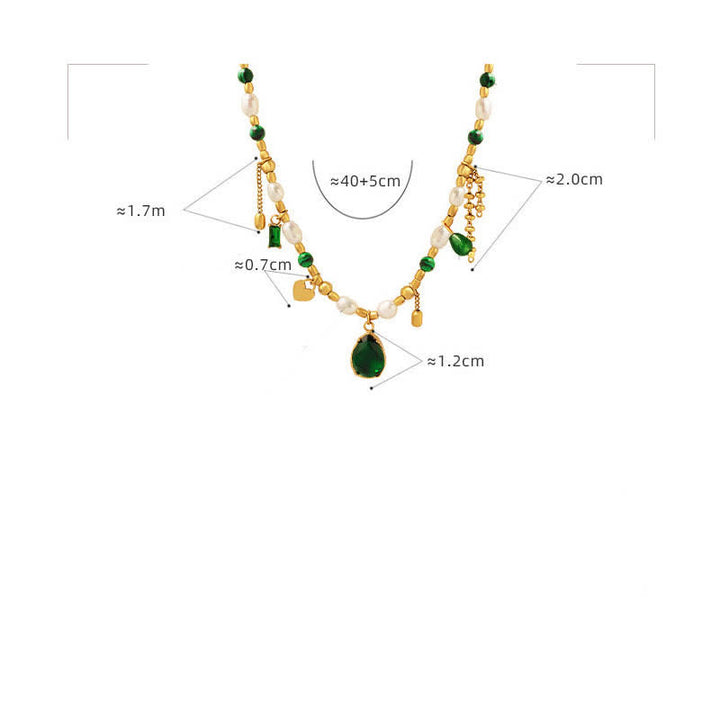 Collana con ciondolo in perle e zirconi turchese calmo
