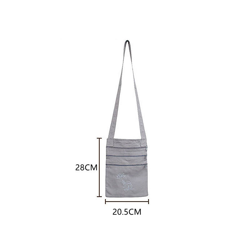 Borsa a tracolla in cotone ricamato con motivo a loto, pratica spirituale della mente - image 8
