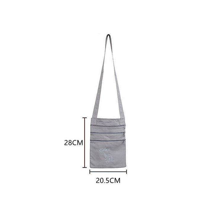Borsa a tracolla in cotone ricamato con motivo a loto, pratica spirituale della mente - image 8