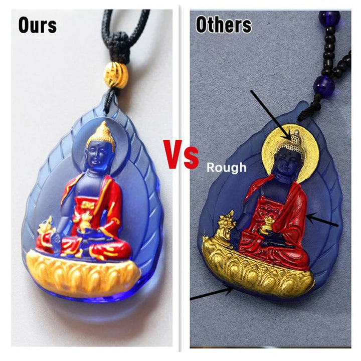 Buddha Stones Tibet Medicina Buddha Liuli Cristallo Compassione Collana Pendente - image 9