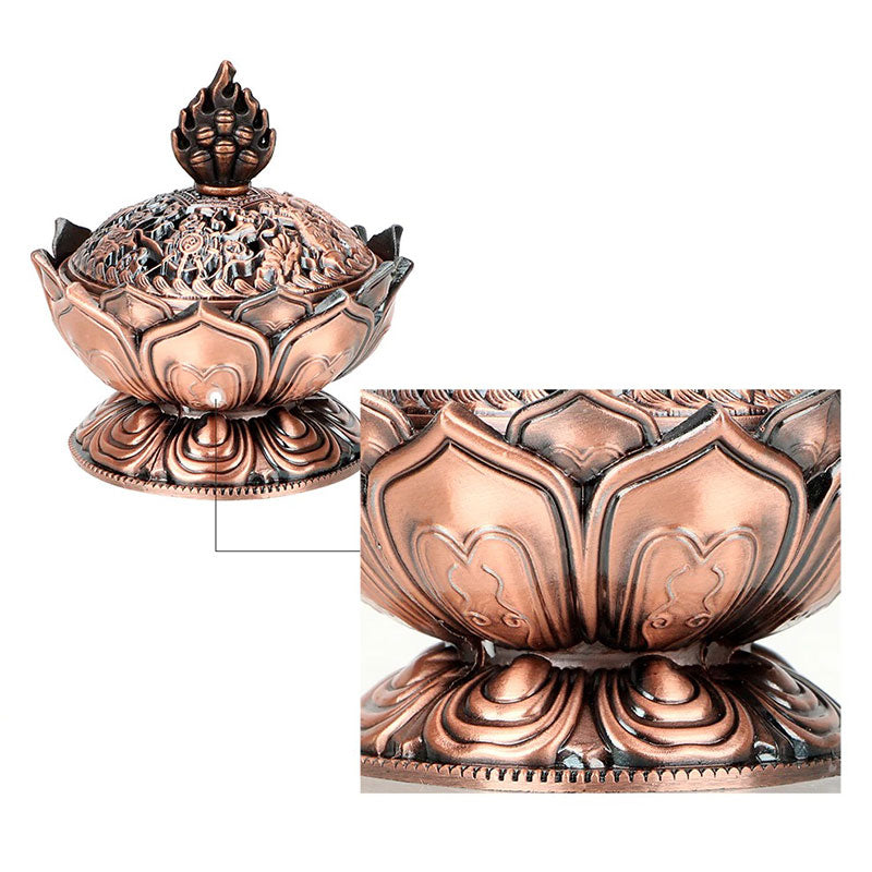 Buddha Stones Tibetano a Forma di Loto Bruciatore di Incenso Purificato