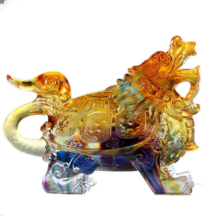 Feng Shui Drago Tartaruga Fatto a Mano Liuli Cristallo Arte Pezzo Decorazione Casa Ufficio