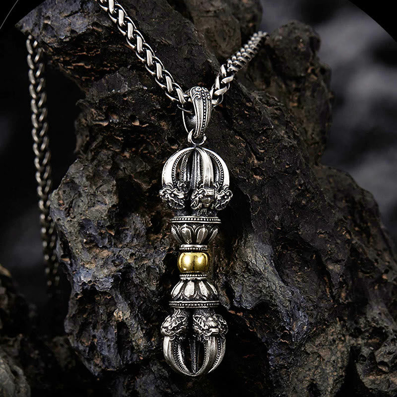 Collana con ciondolo Buddha Stones Tibetan Dorje Vajra Design Wealth - Collana e catena Keel - image 0