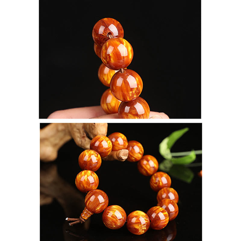 Buddha Stones Golden Sea Willow Braccialetto Mala Successo Positivo