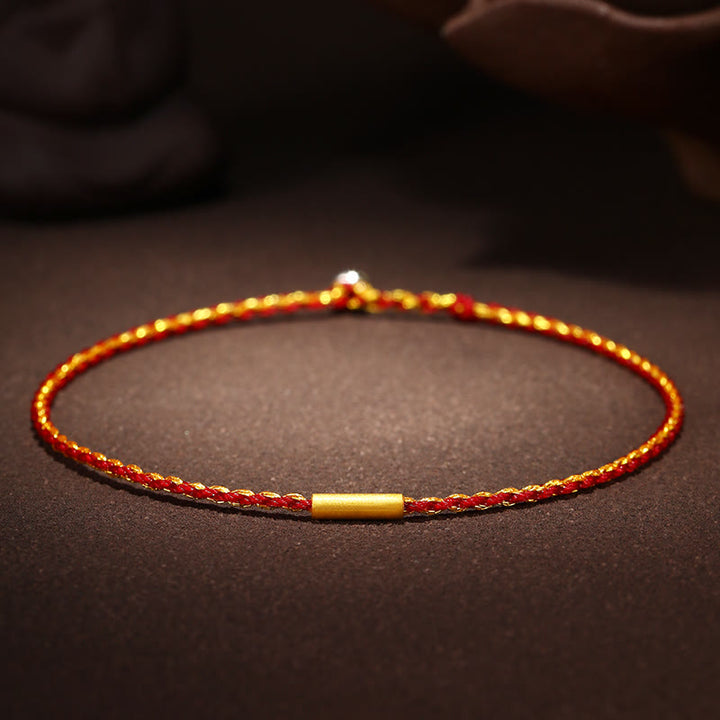 Braccialetto di protezione intrecciato a quattro fili con Buddha Stones in oro 999 con nodi dei desideri, fatto a mano