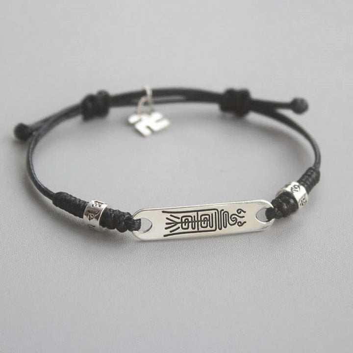 Braccialetto Buddha Stones 925 Sterling Silver Red String Luck Strength Treccia