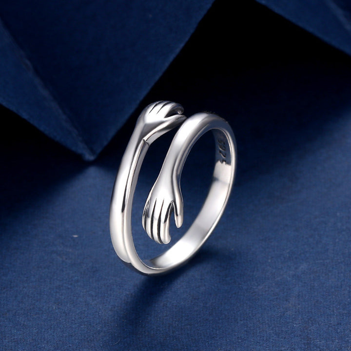 Anello per il pollice con abbraccio d'amore in argento sterling 925 Buddha Stones