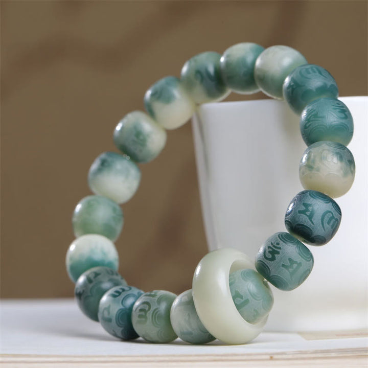 Braccialetto Buddha Stones Bodhi Seed Om Mani Padme Hum inciso per tenere lontani gli spiriti maligni