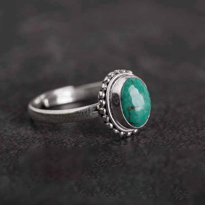 Anello Buddha Stones in argento sterling 925 con turchese e saggezza