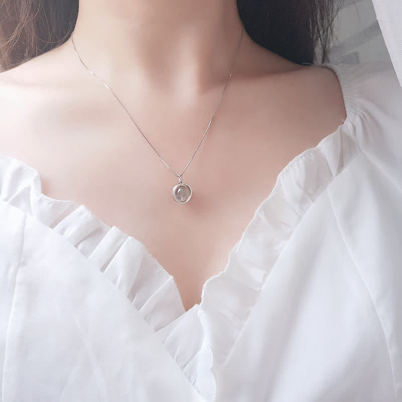 Buddha Stones 925 Sterling Silver Moonstone Love Planet Modello girevole Collana pendente - image 7