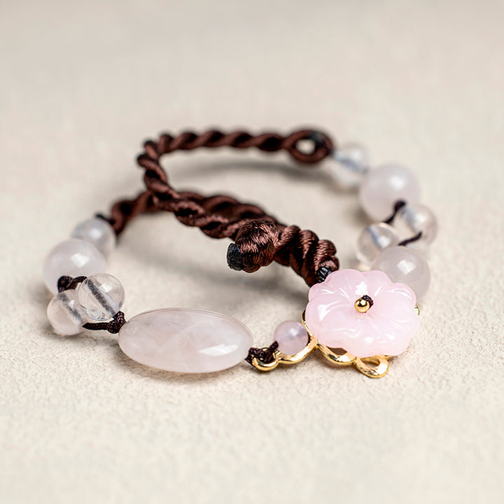 Il fiore dell'amore, cavigliera rilassante in cristallo rosa