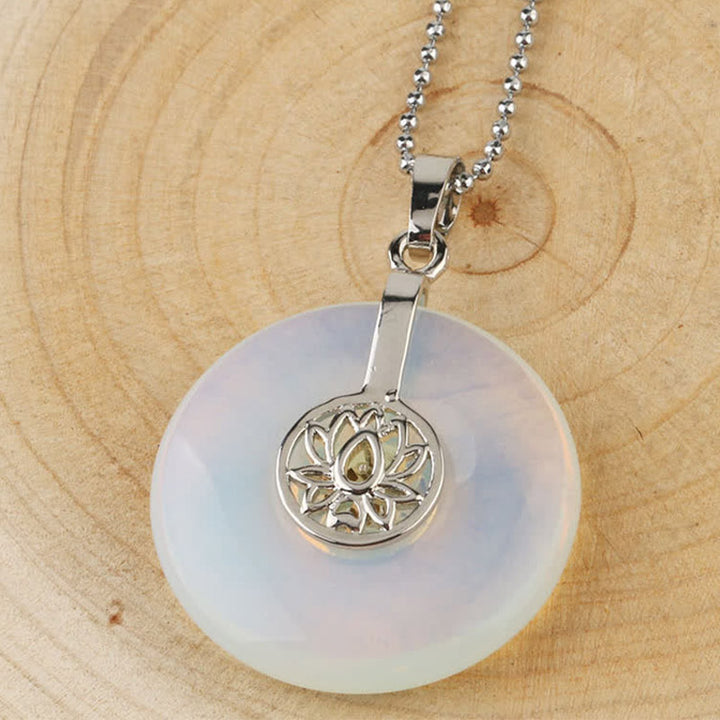 Buddha Stones Vari cristalli Ametista Cristallo rosa Loto Collana pendente curativa - Opale - image 12