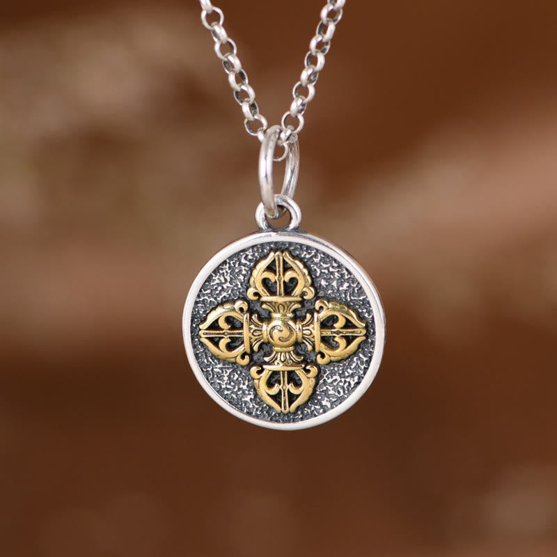 Collana con ciondolo a Buddha Stones in argento sterling 925 con doppio Dorje Vajra e benedizione - Dorje/Vajra (Illuminazione ♥ Potere spirituale) - image 0