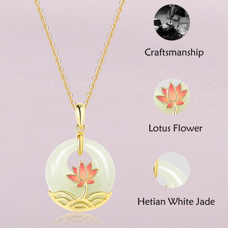 Collana con ciondolo a forma di fiore di loto in giada bianca Hetian, in argento sterling 925, Buddha Stones - image 7