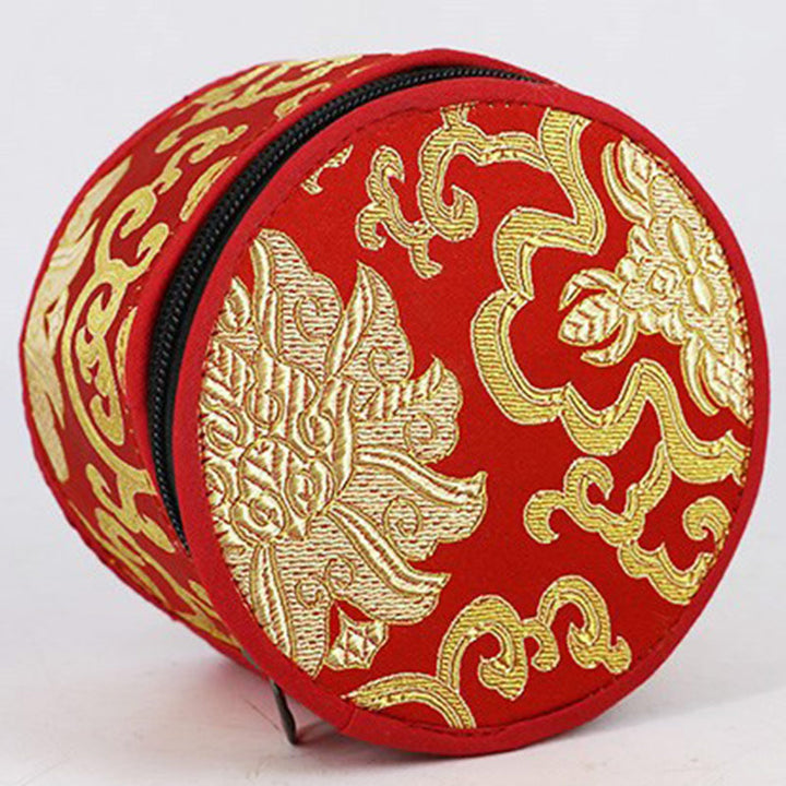 Borsa portaoggetti per ciotola tibetana Buddha Stones con chiusura a cerniera e decorazione