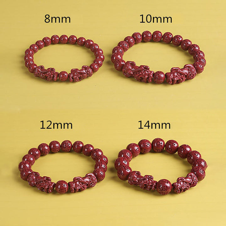 Braccialetto di perline Buddha Stones Natural Double PiXiu Cinnabar Om Mani Padme Hum Wealth Luck