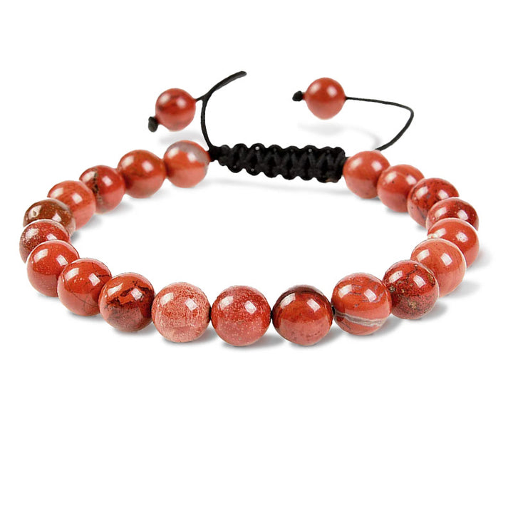 Buddha Stones Pietre di cristallo con potere curativo naturale Bracciale unisex regolabile in macramè - Diaspro rosso - image 15
