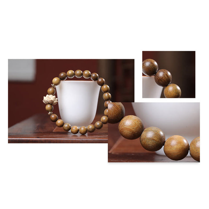 Braccialetto rilassante Buddha Stones Sandalo verde Bosso Loto