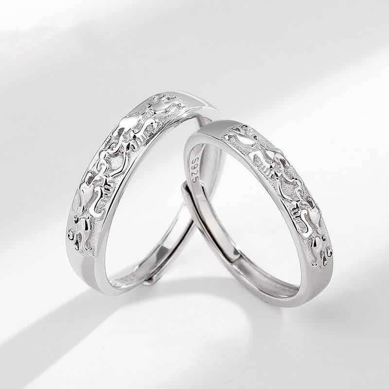 Anello di coppia regolabile Buddha Stones 925 Sterling Silver PiXiu Balance