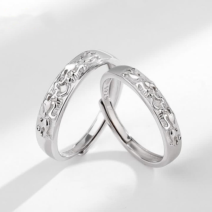 Anello di coppia regolabile Buddha Stones 925 Sterling Silver PiXiu Balance