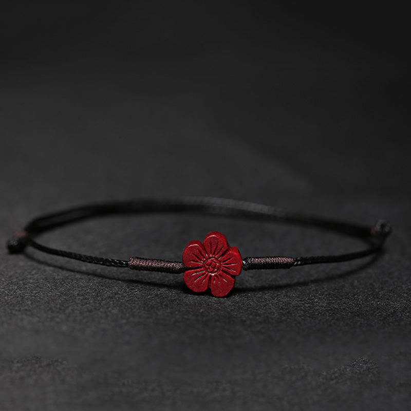 Braccialetto intrecciato con benedizione di Buddha Stones , fatto a mano, con fiore di prugna, quadrifoglio, PiXiu, loto, pesce koi, cinabro