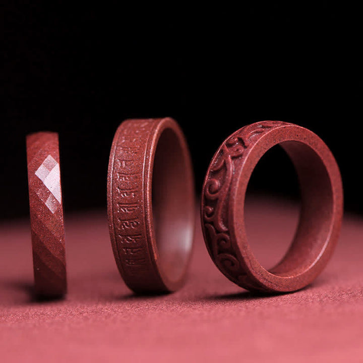 Anello di benedizione Buddha Stones Cinnabar Om Mani Padme Hum Nuvole di buon auspicio
