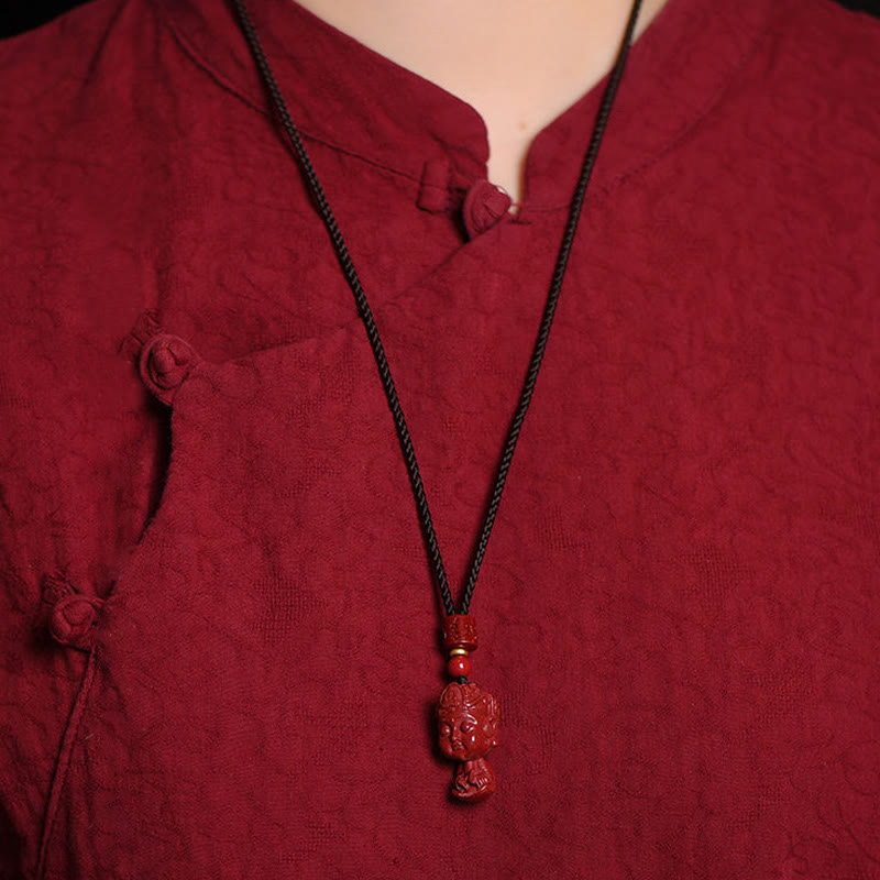 Buddha Stones Zodiaco cinese Buddha natale Cinabro naturale Amuleto Tieni lontani gli spiriti maligni Collana pendente