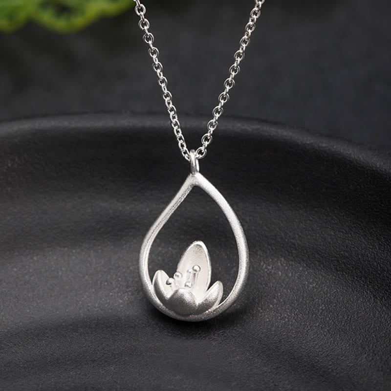 Collana con ciondolo a forma di fiore di loto in argento sterling 925 con Buddha Stones e illuminazione floreale - image 7