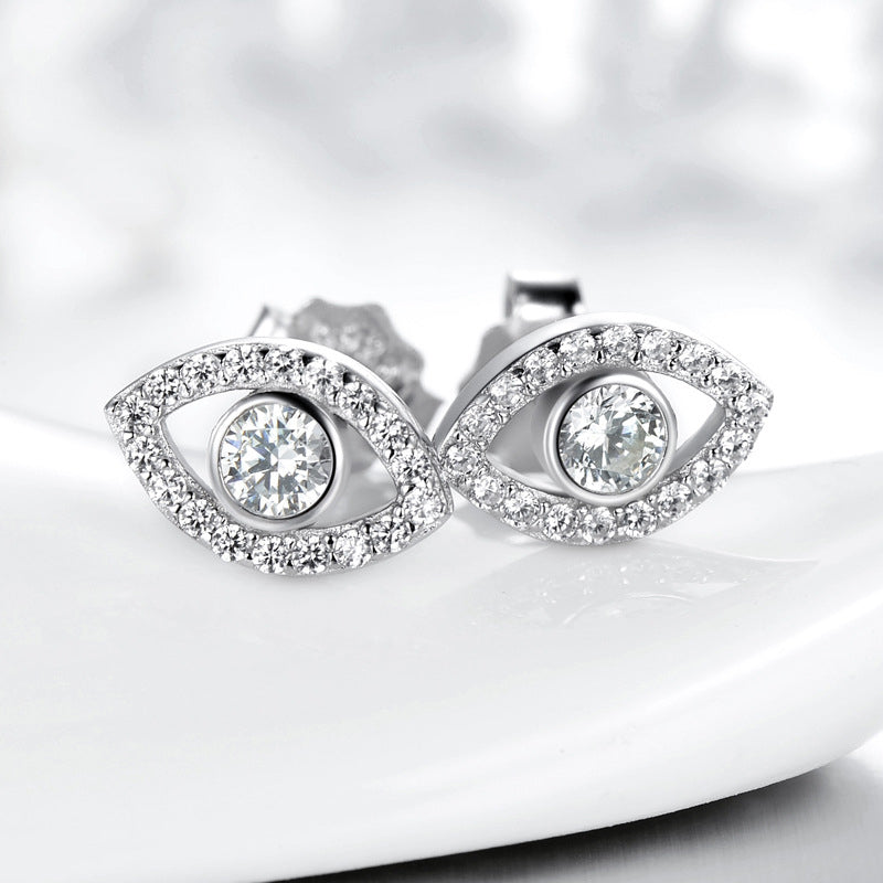 Orecchini a bottone con simbolo del malocchio in argento sterling 925 Buddha Stones