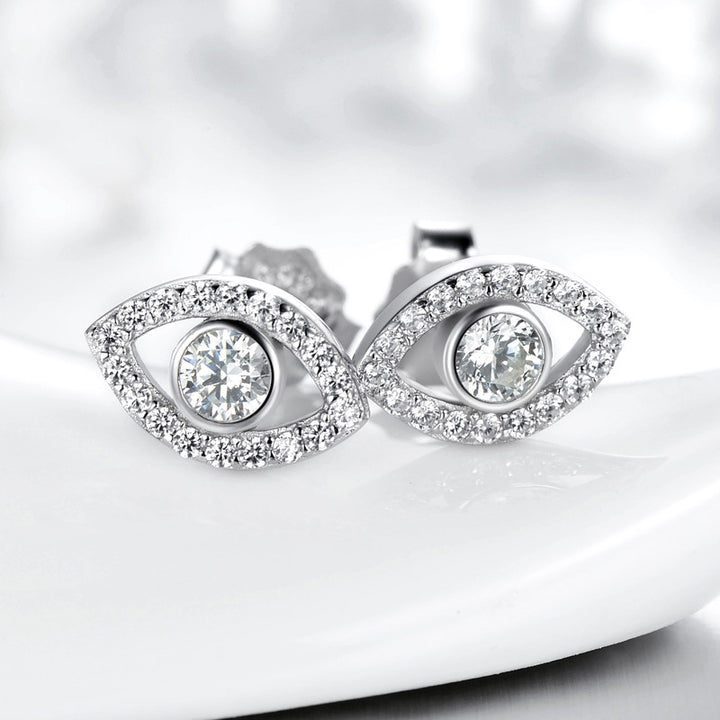 Orecchini a bottone con simbolo del malocchio in argento sterling 925 Buddha Stones
