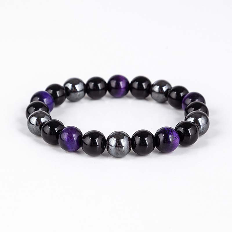 Set di bracciali e collane con occhio di tigre tibetano Buddha Stones