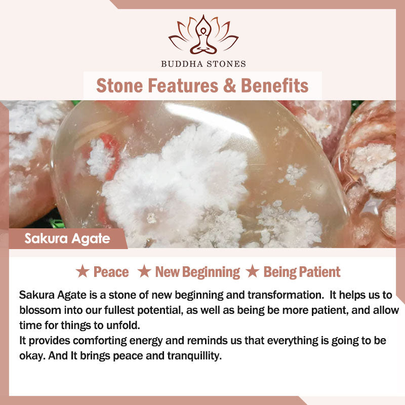 Braccialetto di benedizione della pace in agata sakura Buddha Stones