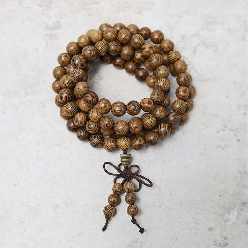 Buddha Stones 108 Mala Beads Bracciale Preghiera Meditazione Sandalo Elastico - Legno di Wengé - image 13