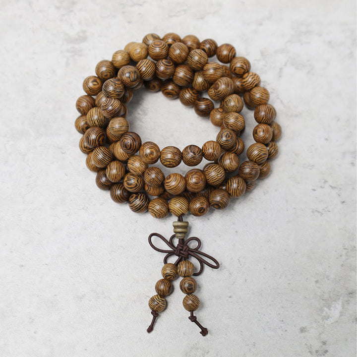 Buddha Stones 108 Mala Beads Bracciale Preghiera Meditazione Sandalo Elastico - Legno di Wengé - image 13