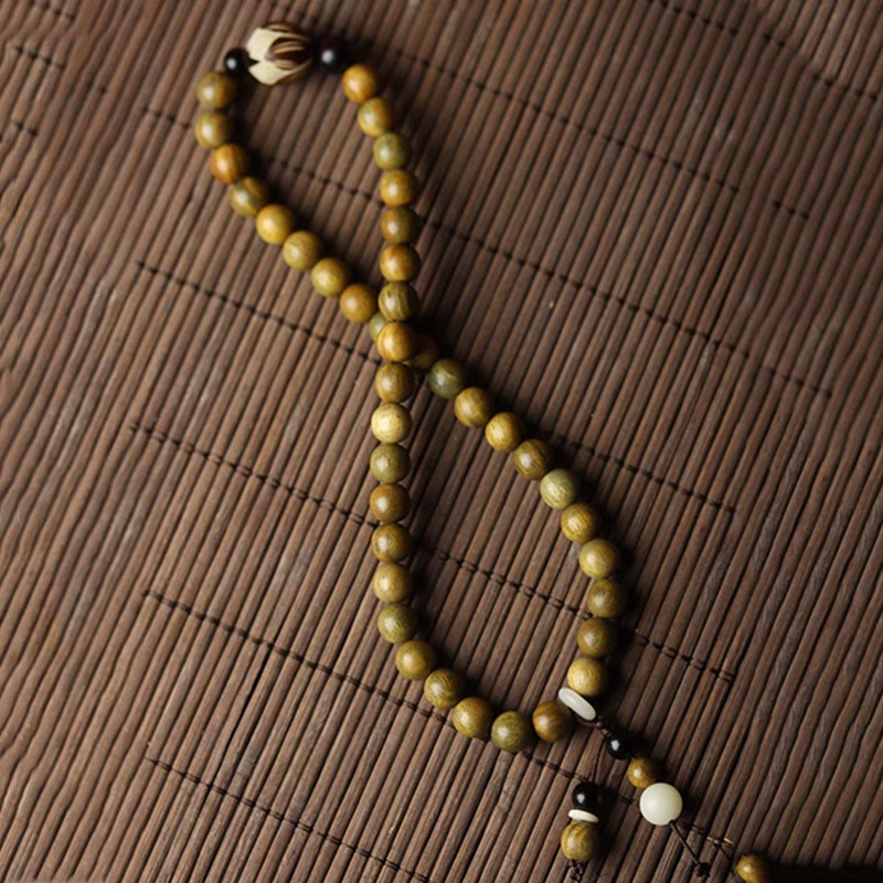 Braccialetto a doppio giro rilassante Buddha Stones Sandalo verde Bodhi Seed Lotus