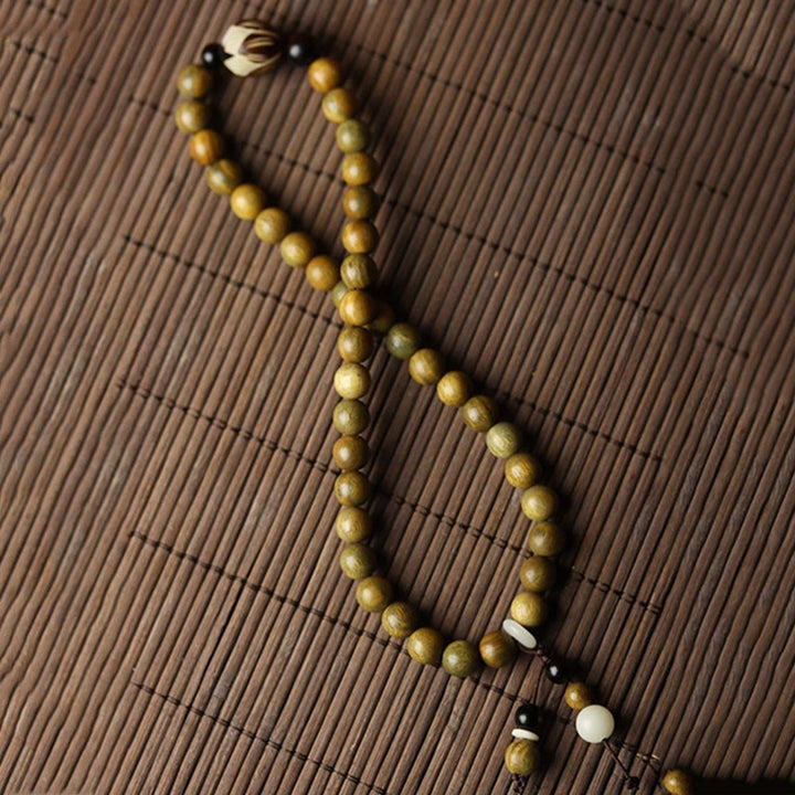 Braccialetto a doppio giro rilassante Buddha Stones Sandalo verde Bodhi Seed Lotus