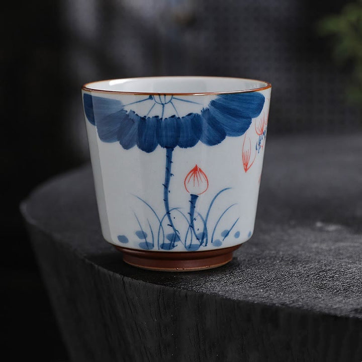 Buddha Stones Fiore di Loto Foglia di Bambù Tazza da Tè in Ceramica Tazze da Tè Kung Fu