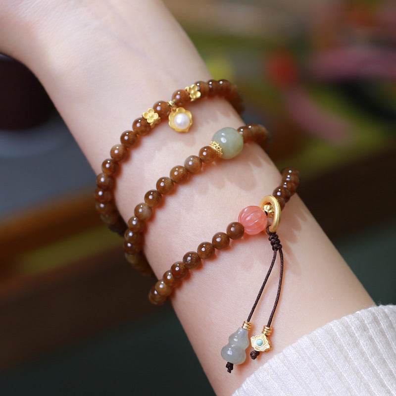 Collana con braccialetto di giada a forma di farfalla e zucca, portafortuna e prosperità