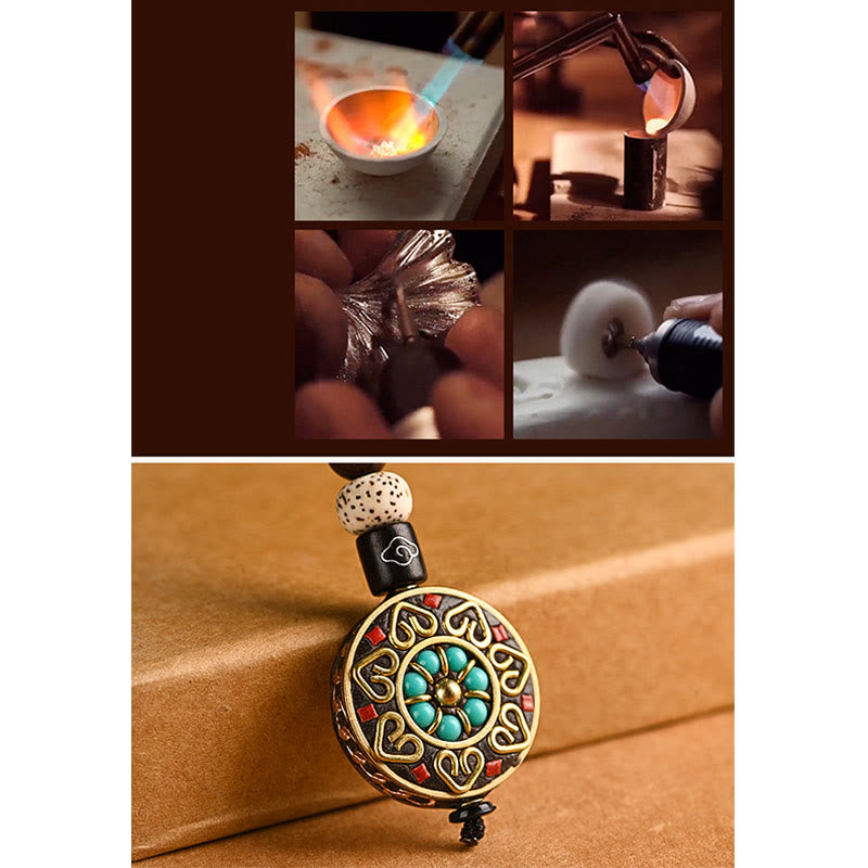 Portachiavi con Buddha Stones tibetano Om Mani Padme Hum Bodhi Seme della pace