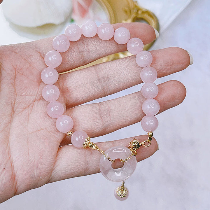 Braccialetto con ciondolo in cristallo rosa naturale Buddha Stones Peace Buckle Love - image 5