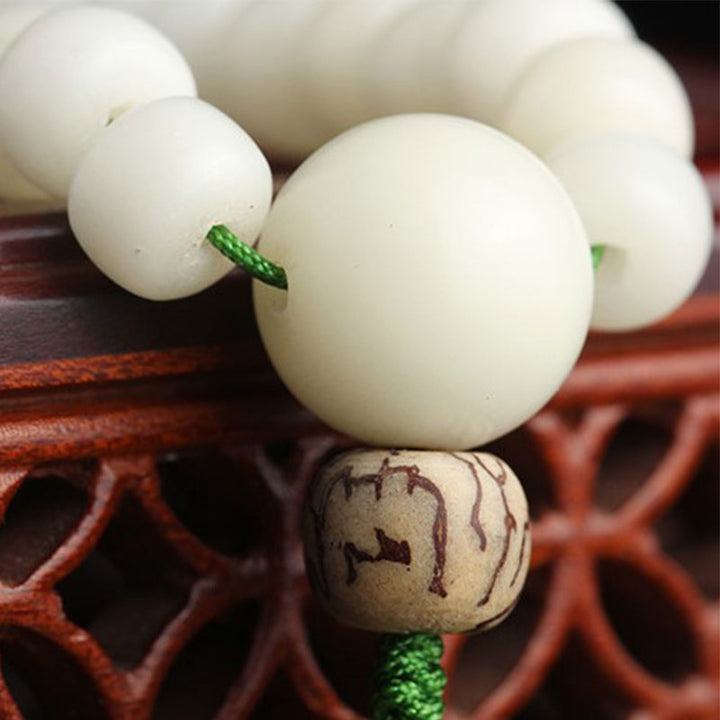 Collana con bracciale in giada bianca Bodhi Lotus Mala Harmony Buddha Stones