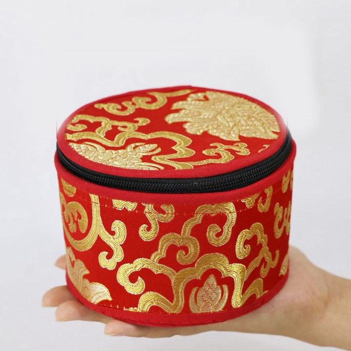 Borsa portaoggetti per ciotola tibetana Buddha Stones con chiusura a cerniera e decorazione