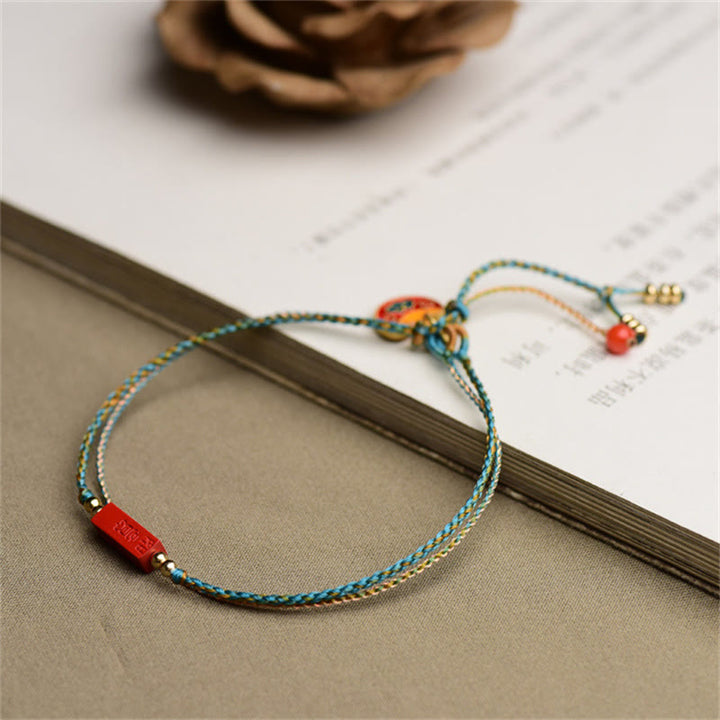 Braccialetto a doppio strato intrecciato con treccia di benedizione Buddha Stones Cinnabar fatto a mano come si desidera