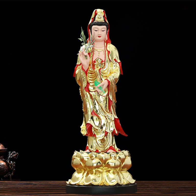 Chenrezig Bodhisattva Avalokitesvara Figurina Armonia Statua in Resina Decorazione per la Casa - Oro - image 4