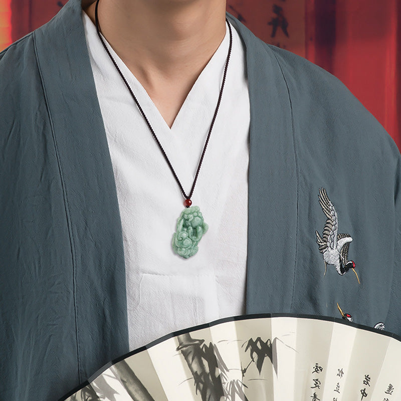 Collana con ciondolo in corda di giada PiXiu con Buddha Stones e fortuna - image 4