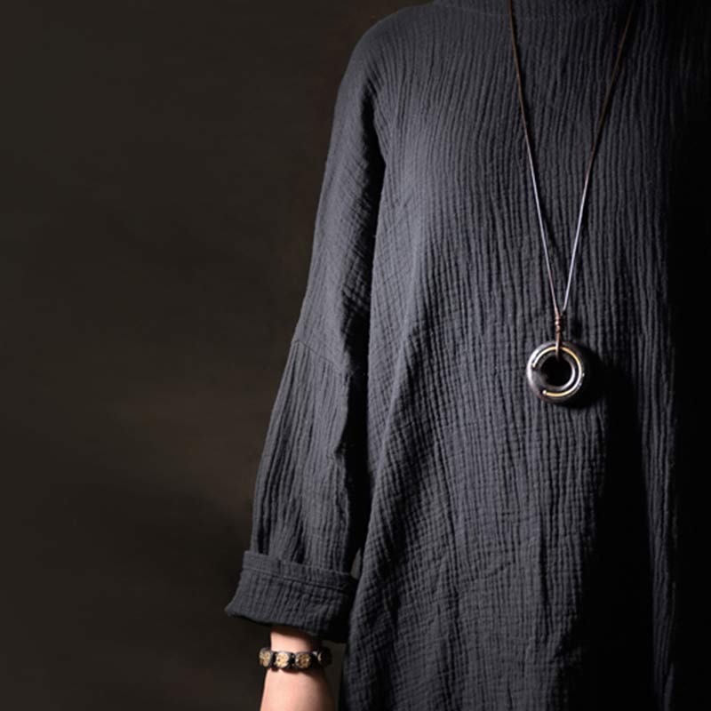 Collana con ciondolo in legno di ebano, cerchio zen, Buddha Stones , pace e calma - image 2